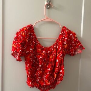 Forever 21 Red Floral Blouse